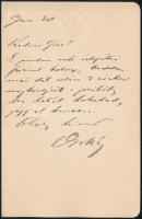 cca 1900 Vojnich Oszkár (1864-1914) utazó, vadász, vadászati író saját kézzel írt levele Kedves Géza megszólítással, az Országos Kaszinó fejléces papírján, saját kezű aláírásával, valamint névjegykártyájával.