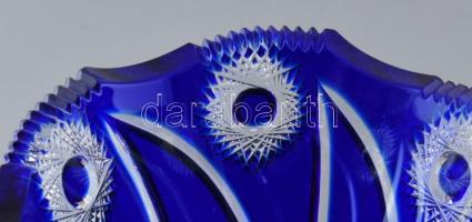 Ólomkristály kobalt kék nagy váza, Valéria sorozatból, 32 ágú bakkarát csillagokkal, több rétegű, cs...