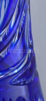 Ólomkristály kobalt kék nagy váza, Valéria sorozatból, 32 ágú bakkarát csillagokkal, több rétegű, cs...