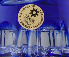 Ólomkristály kobalt kék nagy váza, Valéria sorozatból, 32 ágú bakkarát csillagokkal, több rétegű, cs...