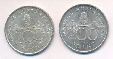 1993. 200Ft Ag "MNB" (2x) T:1-,2 Adamo F13