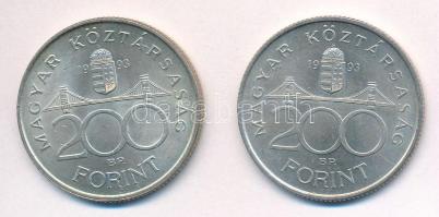 1993. 200Ft Ag "MNB" (2x) T:1-,2 Adamo F13