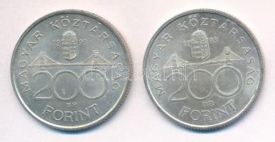 1993. 200Ft Ag "MNB" (2x) T:1-,2 Adamo F13