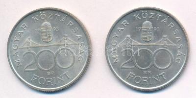 1993. 200Ft Ag "MNB" (2x) T:1-,2 Adamo F13
