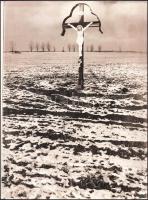 Havas táj Krisztus-kereszttel, nagyméretű művészfotó, jelzés nélkül, 40x30 cm