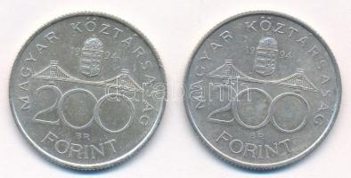 1994. 200Ft Ag "Deák" (2x) T:1-,2 Adamo F13.1