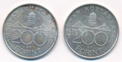 1994. 200Ft Ag "Deák" (2x) T:1-,2 Adamo F13.1