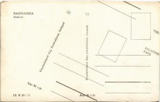Nagykanizsa, Deák tér, üzletek - Hátoldalon elcsúszott második nyomatként Balatonboglár kikötő. Képz...