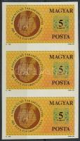 1990 Takarékpénztár vágott hármascsík / Mi 4065 imperforate stripe of 3