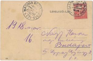 1918 Budapest V. Erzsébet királyné szálloda és étterem, belső. Egyetem utca 5-7. + "1918 MAGYAR...