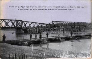 1913 First Balkan War. Arda river bridge destroyed by Turkish troops (fl)