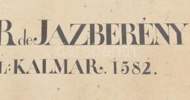 cca 1850-1900 Familiae Kalmar de Jászberény, nemesi címer, akvarell, üvegezett keretben, 47×36 cm