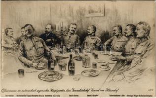 Offiziersmesse im österreichisch-ungarischen Hauptquartier beim Generalstabschef Conrad von Hötzendorf / WWI Austro-Hungarian K.u.K. military art postcard, officers