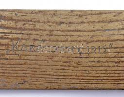 1915 Buldog katonai sapkákkal, bronz emlék, h: 13,5 cm