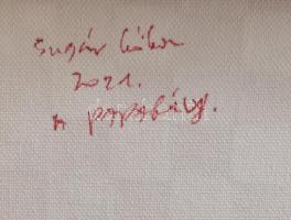 Sugár Gábor (1976- ): Papagáj. Akril, foamix, vászon, jelzett, hátoldalán autográf felirattal és a m...