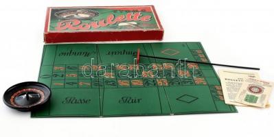 Stomo Roulette régi osztrák rulett játék, 1945 körül. Táblával, német nyelvű leírással (zsetonok nélkül), eredeti dobozában, korának megfelelő állapotban.