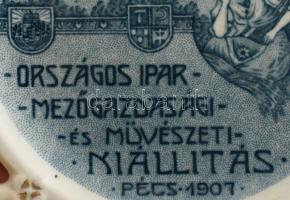 Zsolnay áttört fajansz dísztányér, "Országos Ipar- Mezőgazdasági és Művészeti Kiállítás Pécs 19...
