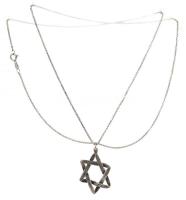 Ezüst (Ag) Dávid csillag medál és nyaklánc. Jelzett