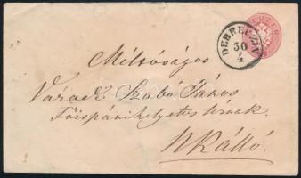 ~1863 5kr díjjegyes boríték / PS-cover "DEBRECZIN" - Nagy Kálló