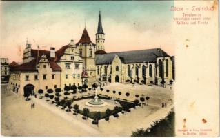 1904 Lőcse, Levoca; Templom és városháza északi oldala / Rathaus und Kirche / town hall, church (fl)