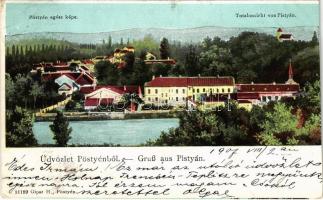 1907 Pöstyén, Piestany; látkép. Gipsz H. kiadása / general view (vágott / cut)