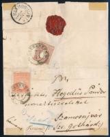 Levél / Postázott ca 1860 5kr Type I (vízszintes hajtásnyom) az előoldalon + 10kr Type I hátoldalon,...