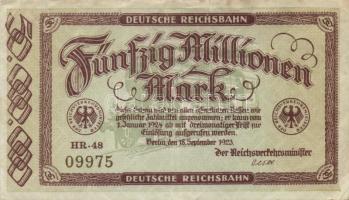 Német Birodalom/Weimari Köztársaság/Német Birodalmi Vasutak/Berlin 1923. 5000.000M, 10.000.000M, 50....