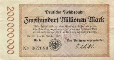 Német Birodalom/Weimari Köztársaság/Német Birodalmi Vasutak/Berlin 1923. 5000.000M, 10.000.000M, 50....
