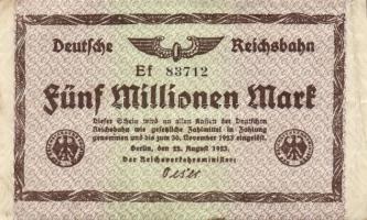 Német Birodalom/Weimari Köztársaság/Német Birodalmi Vasutak/Berlin 1923. 5000.000M, 10.000.000M, 50....