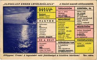 1944 Balaton. Elfoglalt ember levelezőlapja, humor (EK)