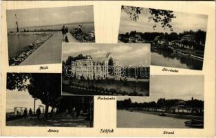 1933 Siófok, Móló, Sió részlet, Sétány, Park, Strand (EK)