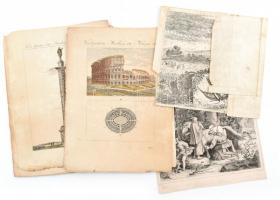 XVIII. - XIX: század: Vegyes metszet gyűjtemény: Sáskajárás, Habsburg Rudolf, Római látképek, stb, összesen 8 db