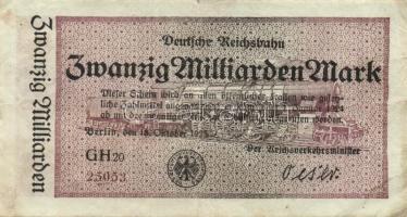 Német Birodalom/Weimari Köztársaság/Német Birodalmi Vasutak/Berlin 1923. 20.000.000.000M T:III