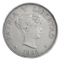 Kuba 1898. 1P Ag (22,36g) T:2- ph. Cuba 1898. 1 Peso Ag (22,36g) C:VF edge error Krause KM#A8