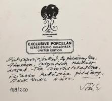 Hollóházi Szász Endre (1926-2003) 1979. limitált szériás (189/200) (fehér, fekete, arany széllel) po...