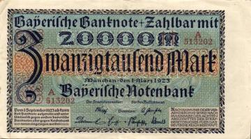 Német Birodalom/Weimari Köztársaság/München/Bayerische Notenbank 1923.3.1. 20.000M T:II-