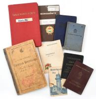 9 db vegyes igazolvány és bizonyítvány, benne Mecsek egyesület tagsági könyve