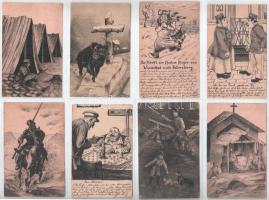KARL PALATZKY - 38 db első világháborús katonai saját kézzel rajzolt tábori posta levelezőlap (K.u.k. mo. Eisenb. Zeugs-Depot Nr. 3. Feldpostkorrespondenzkarte) / KARL PALATZKY - 38 WWI military hand-drawn field postcards
