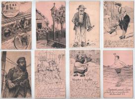 KARL PALATZKY - 38 db első világháborús katonai saját kézzel rajzolt tábori posta levelezőlap (K.u.k...