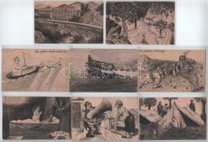 KARL PALATZKY - 38 db első világháborús katonai saját kézzel rajzolt tábori posta levelezőlap (K.u.k...