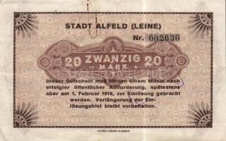 Német Birodalom/Weimari Köztársaság/Alfeld 1918.12.1. 1M, 2M, 5M, 10M, 20M komplett sor! T:I,II