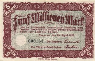 Német Birodalom/Weimari Köztársaság/Hannover 1923.8.25. 5000.000M T:II+