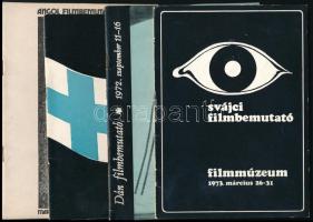 1972-1973 4 db Filmmúzeum füzet (angol, svájci, dán és finn filmbemutatók)