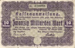 Német Birodalom/Weimari Köztársaság/Hannover 1923.8.27. 20.000.000M T:III