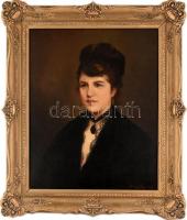 Benes Pál (1867-1932): Női portré, 1909. Olaj, vászon, jelezve jobbra lent. Restaurált, dublírozott. 70,5x55,5 cm. Dekoratív fakeretben.