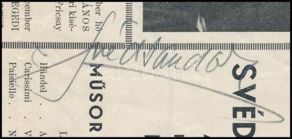 cca 1940 Svéd Sándor operaénekes aláírt műsorreklám