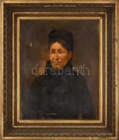 Jelzés nélkül, XIX. sz. festő: Női portré. Olaj, vászon. Sérült. 68x55 cm. Dekoratív korabeli. sérült fakeretben.