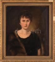 Olvashatatlan jelzéssel, XX. sz. első felében működött festő: Női portré, 1924. Olaj, vászon. restaurált. Kissé sérült. 70x60 cm. Dekoratív, kissé sérült fakeretben.