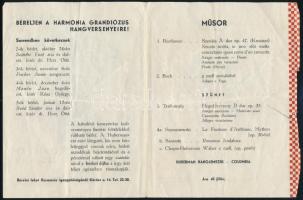 Hubermann Bronislaw hegedűművész estjének műsora, a művész autográf aláírásával