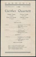 A Gertler quartett targjainak (Gertler Endre, Pierre de Groote, Révész László, Marcell Louon) aláírása koncertjük műsorfüzetén